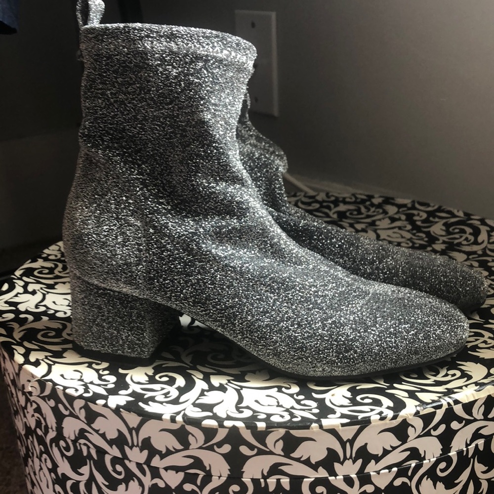 F21 Silver Glitter Sock booties